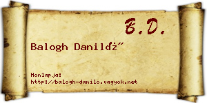 Balogh Daniló névjegykártya